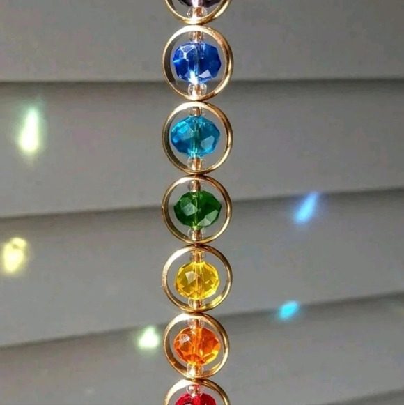 Hanging sun catcher home decor golden multicolor indoor garden diamond art - Picture 8 of 9